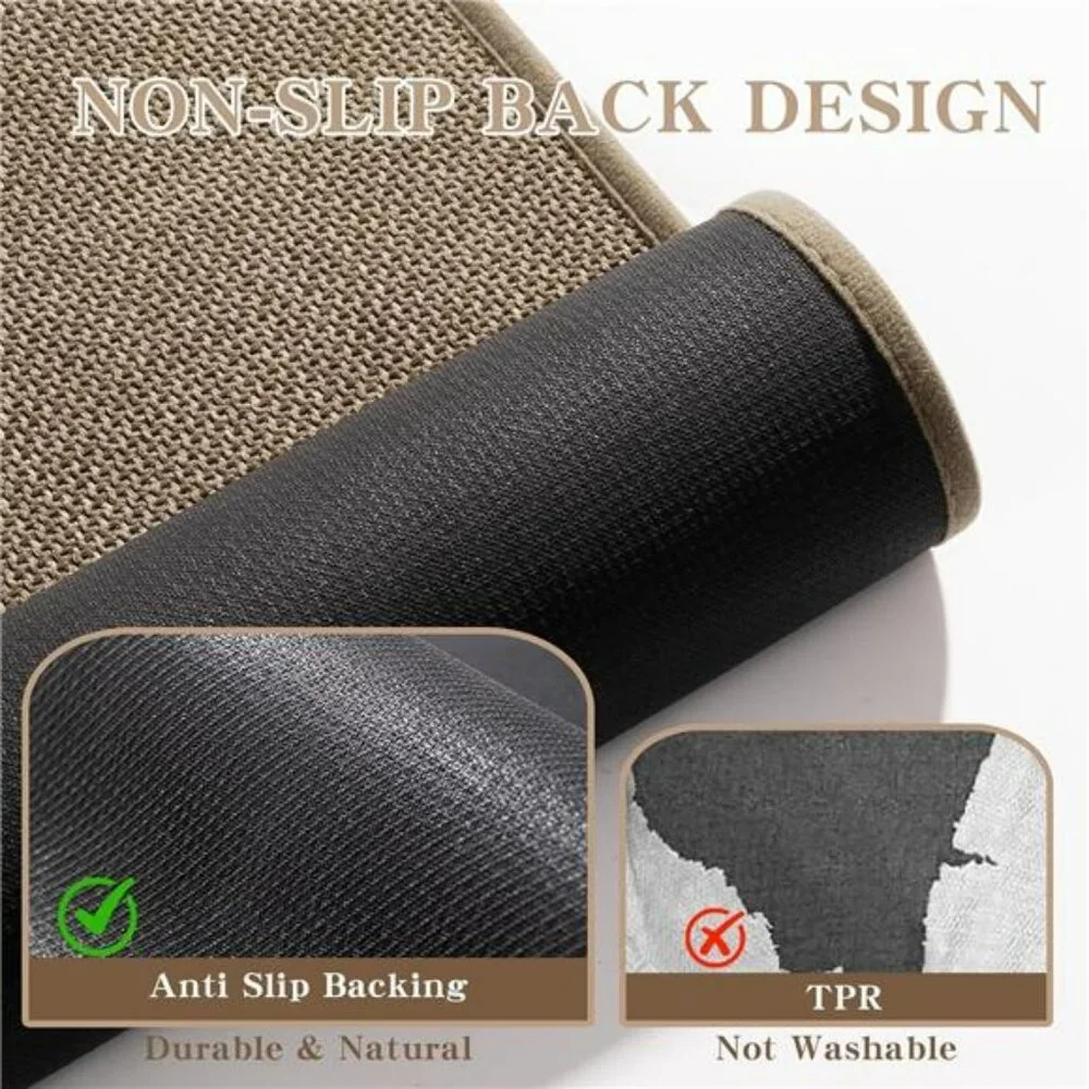 Beige Bathroom Rug 24x17 Thin Non Slip Quick Dry Absorbent Bath Mat Floor Carpet